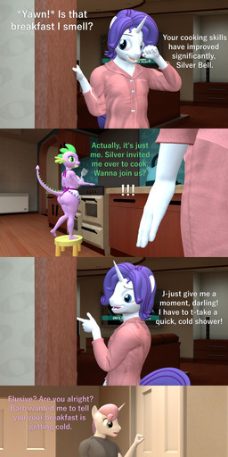 anthro apron apron_only bathing big_butt butt clothing cooking cookware crossgender female frying_pan group horn kitchen_utensils male nipples pajamas shortstack shortstack_female showering steam text tools towel towel_only papadragon69 friendship_is_magic hasbro my_little_pony mythology rarity_(mlp) spike_(mlp) sweetie_belle_(mlp) dragon equid equine horse mammal mythological_creature mythological_equine mythological_scalie pony scalie unicorn 3d_(artwork) absurd_res comic digital_media_(artwork) english_text hi_res source_filmmaker_(artwork)