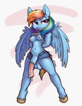 animal_genitalia animal_penis anthro balls bodily_fluids clothed clothing cum cum_on_penis equine_genitalia equine_penis genital_fluids genitals gynomorph hair intersex nipples partially_clothed penis simple_background solo wings erichka friendship_is_magic hasbro my_little_pony mythology rainbow_dash_(mlp) equid equine mammal mythological_creature mythological_equine pegasus absurd_res hi_res