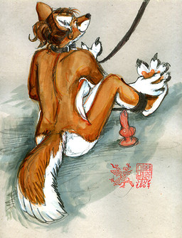 anthro bdsm biped black_claws black_collar black_leash black_nose bondage bound breasts brown_body brown_butt brown_ears brown_face brown_fur brown_hair brown_tail butt claws collar collar_only countershading dark_claws dark_collar dark_nose dildo female fur hair leash monotone_hair multicolored_body multicolored_butt multicolored_face multicolored_fur multicolored_tail nude red_dildo sex_toy short_hair side_boob simple_background small_breasts snout solo submissive submissive_female tail two_tone_body two_tone_butt two_tone_face two_tone_fur two_tone_tail white_body white_breasts white_butt white_countershading white_face white_fur white_tail year java sarain canid canine mammal 2007 signature