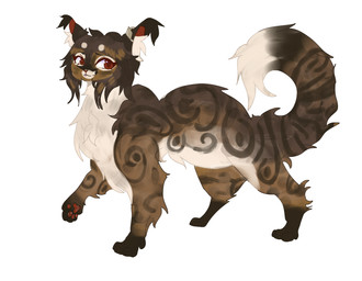 accessory brown_body brown_fur cheek_tuft dias_(project_moon) ear_tuft facial_tuft female feral fluffy fluffy_tail fur fur_markings highlights_(coloring) inner_ear_fluff long-haired_cat markings pawpads paws red_eyes red_pawpads solo swirl_(marking) tail tan_body tan_fur tuft rootfrost distortion_detective project_moon domestic_cat felid feline felis mammal hi_res
