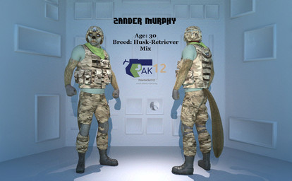 anthro armor camo desert_camo flak_vest gear headgear helmet husky_retriever_mix male mercenary scarf solo tactical_gear text perturbedmania zander_murphy canid canine canis domestic_dog mammal 3d_(artwork) daz_studio_(artwork) digital_media_(artwork) english_text hi_res model_sheet