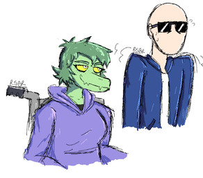 anthro bald bodily_fluids clothing disability duo eyelashes eyewear female freckles green_body green_hair green_scales grey_eyes hair hoodie jacket light-skinned_male light_body light_skin male paraplegic scales short_hair simple_background sitting smile snout sunglasses sweat text topwear vehicle wheelchair yellow_sclera rsbr cavemanon_studios i_wani_hug_that_gator inco_(iwhtg) olivia_halford baryonyx dinosaur human mammal prehistoric_species reptile scalie spinosaurid theropod 2023 artist_name digital_drawing_(artwork) digital_media_(artwork) watermark