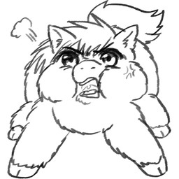ambiguous_feral ambiguous_gender angry anime_style cross-popping_vein feral front_view hair hooves open_mouth solo tail teeth young young_ambiguous young_feral yellowcottoncandy030 fluffy_pony fluffy_pony_(species) mammal 1:1 2025 black_and_white digital_media_(artwork) hi_res monochrome