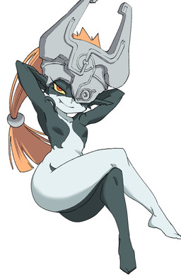 armor bedroom_eyes black_body black_skin blonde_hair breasts clothing crossed_legs cute_fangs fangs featureless_breasts female fused_shadow hair headgear headwear helmet long_hair looking_at_viewer multicolored_body multicolored_skin narrowed_eyes one_eye_obstructed orange_hair pointy_ears raised_arms red_eyes seductive simple_background small_breasts smile solo teeth thick_thighs two_tone_body two_tone_skin white_background white_body white_skin wide_hips yellow_sclera ilo_a5 nintendo the_legend_of_zelda twilight_princess midna humanoid imp twili 2025 hi_res