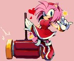 5_fingers accessory anthro boots breasts clothing female fingers footwear green_eyes hair_accessory hairband hammer heart_symbol open_mouth open_smile shoes simple_background smile solo thin_thighs tongue tools sanikink sega sonic_the_hedgehog_(series) amy_rose eulipotyphlan hedgehog mammal 2021 hi_res signature