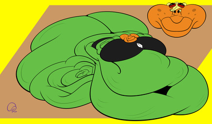 belly big_belly big_breasts big_butt big_cheeks black_clothing black_eyes black_shirt black_topwear blobby blonde_hair breasts brown_background butt chubby_cheeks clothing eyewear eyewear_on_head fat_rolls female flower freckled_face freckles goggles goggles_on_head green_body hair huge_belly huge_breasts huge_butt huge_cheeks huge_thighs hyper hyper_belly hyper_breasts hyper_butt hyper_cheeks hyper_thighs immobile looking_at_viewer morbidly_obese morbidly_obese_female morbidly_obese_humanoid not_furry obese obese_female obese_humanoid orange_face overweight overweight_female overweight_humanoid petal_hair petals plant pseudo_hair red_eyewear red_goggles shirt simple_background smile smiling_at_viewer solo thick_thighs tight_clothing topwear weight_gain yellow_background yellow_petals yellow_sclera jarodoc1324 electronic_arts plants_vs._zombies plants_vs._zombies_heroes popcap_games solar_flare_(pvz) elemental_creature elemental_humanoid flora_fauna flower_creature humanoid plant_humanoid sunflower_(pvz) 2026 absurd_res colored digital_media_(artwork) flat_colors hi_res signature