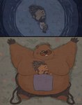 anthro beard bedding belly big_belly blanket blush brown_body duo eyes_closed facial_hair lying male mature_male moobs mustache overweight overweight_male radbrott don't_starve klei_entertainment beaver mammal rodent were werebeaver wererodent 2024 absurd_res hi_res