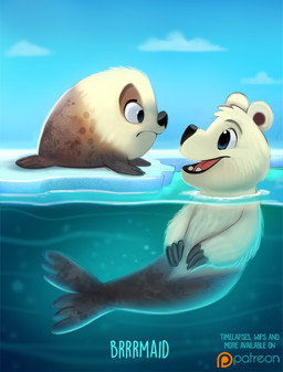 ambiguous_gender black_eyes blue_eyes claws cloud duo fangs feral fur grey_body grey_fur humor ice open_mouth pun sky split_form teeth underwater visual_pun water white_body white_fur piper_thibodeau aquatic bear hybrid mammal merfolk pinniped polar_bear seal ursine digital_media_(artwork) digital_painting_(artwork) painting_(artwork)