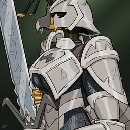 anthro armor breasts claymore female full_armor glowing glowing_eyes greatsword headgear helmet melee_weapon plate_armor sallet scale_armor simple_background solo sword under_boob weapon xvii_(artist) vestraea_(xvii) arthropod hymenopteran insect vespid wasp yellowjacket_(wasp) 1:1