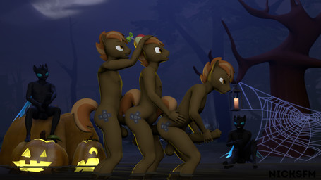 anal anal_penetration animal_genitalia animal_penis anthro anthro_on_anthro anthro_penetrated anthro_penetrating anthro_penetrating_anthro balls being_watched clothing cutie_mark equine_genitalia equine_penis erection food fruit genitals group hair halloween_themed hat headgear headwear holidays horn jack-o'-lantern lamp lantern looking_at_another male male/male male_penetrated male_penetrating male_penetrating_male moon nipples nude penetration penis plant propeller_hat pumpkin selfcest sex small_but_hung spider_web square_crossover tail trio voyeur wings nicksfm friendship_is_magic halloween hasbro my_little_pony mythology button_mash_(mlp) changeling_(mlp) disguised_changeling earth_pony equid equine horse mammal mythological_creature mythological_equine pony 16:9 3d_(artwork) digital_media_(artwork) hi_res source_filmmaker_(artwork) widescreen