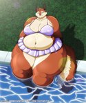 anthro belly big_belly big_breasts breasts clothed clothing female fur huge_breasts hyper multicolored_body multicolored_fur navel obese obese_anthro obese_female overweight overweight_anthro overweight_female pool sitting small_head solo swimwear thick_thighs two_tone_body two_tone_fur water xxsparcoxx ellie_(xxsparcoxx) mammal rodent sciurid tree_squirrel 2024 digital_media_(artwork) hi_res