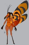 antennae_(anatomy) anthro breasts female genitals hair orange_body ponytail pussy scorpion_tail solo wings cupic arthropod insect scorpionfly hi_res