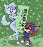 4_fingers age_difference anthro areola banknote bent_arm bent_leg big_areola big_breasts big_ears big_eyes big_head big_nipples biped black_collar black_eyebrows blue_areola blue_body blue_breasts blue_clothing blue_countershading blue_ears blue_eyes blue_fur blue_hat blue_headwear blue_hoodie blue_inner_ear blue_nipples blue_nose blue_tail blue_tail_tip blue_topwear bodily_fluids bottomwear breast_squish breasts brown_body brown_ears brown_fur brown_tail cheek_tuft cheque clothed clothed_anthro clothed_male clothing collar collar_tag countershade_face countershade_fur countershading currency_symbol dark_areola dark_nipples dipstick_tail dollar_sign drooling duo erection erection_under_bottomwear erection_under_clothing erection_under_pants exposure_to_minor eyebrows eyelashes eyewear eyewear_on_head facial_tuft falling_money female fingers footwear footwear_only fully_clothed fully_clothed_anthro fully_clothed_male fur fur_tuft gesture glistening glistening_body glistening_fur glistening_pseudo_hair goggles goggles_on_head green_background half-closed_eyes hat head_tuft headgear headwear high_heels high_heels_only holding_cheque holding_object hoodie huge_areola huge_hips humanoid_hands iris larger_female light_body light_fur looking_at_another looking_down looking_down_at_another looking_up looking_up_at_another male markings mature_anthro mature_female mole_(marking) mole_under_eye money monotone_tail mostly_nude mostly_nude_anthro mostly_nude_female motion_lines motion_outline multicolored_body multicolored_clothing multicolored_footwear multicolored_fur multicolored_sneakers narrowed_eyes navel nipples no_pupils notched_ear number older_female on_one_leg open_mouth open_smile pants pink_inner_ear pink_tongue plantigrade pointy_ears prick_ears pseudo_hair puffy_nipples purple_bottomwear purple_clothing purple_pants red_nose round_eyes saliva shadow sharp_teeth shoes simple_background size_difference smaller_male smile smiling_at_another sneakers snout squish standing straight_leg sweat sweatdrop symbol tail tail_boner tail_gesture tail_markings teeth thick_eyelashes thick_thighs thin_eyebrows tongue topwear tuft two_tone_body two_tone_clothing two_tone_footwear two_tone_fur two_tone_sneakers white_body white_clothing white_countershading white_footwear white_fur white_high_heels white_sclera wide_eyed wide_hipped_anthro wide_hipped_female wide_hips young young_anthro young_male younger_male manwithnobats third-party_edit flaminhotcheatoes_(colorist) murphy_and_mitzi murphy_(ajmarekart) nameless_character canid canine canis domestic_cat felid feline felis mammal wolf 2025 alternate_version_at_source color_edit colored digital_drawing_(artwork) digital_media_(artwork)