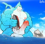 2_penises 5_fingers abs anthro balls biceps big_penis black_sclera blue_body boat city countershade_torso countershading diphallism dorsal_fin duo erection fin fingers genitals gills glans glistening glistening_body holding_boat holding_penis horizontal_diphallism huge_penis humanoid_genitalia humanoid_penis kneeling looking_at_another looking_at_genitalia looking_at_own_penis looking_at_penis looking_at_self looking_down looking_down_at_penis macro male male_penetrating masturbation multi_genitalia multi_penis multicolored_body muscular muscular_anthro muscular_male muscular_thighs nipples object_penetrated object_penetration on_one_knee partially_submerged pecs penetration penile penile_masturbation penile_penetration penis solo_focus tail vehicle vein veiny_muscles veiny_penis watercraft white_body darkai background_character cetacean dolphin fish mammal marine oceanic_dolphin orca shark toothed_whale hi_res