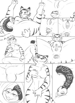 anal anal_vore anthro anus bite biting_lip cervix cervix_view cunnilingus duo female female/female feral genitals masturbating_while_penetrated masturbation nude oral penetration safe_vore sex smile snaked spreading training vaginal vore vulva livinlovindude dreamworks kung_fu_panda master_tigress master_viper felid mammal pantherine reptile scalie snake tiger comic hi_res monochrome