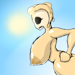 anthro big_breasts biped bone breasts female goo-connected_lips hands_on_hips huge_breasts melting nipples not_furry nude simple_background skull solo standing sun throne_butt uwotinfokm8 nuclear_throne melting_(nuclear_throne) goo_creature humanoid 1:1 2015 low_res