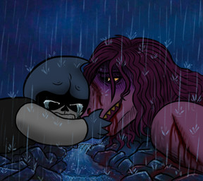 anthro blood blood_from_wound bodily_fluids crying duo dying female hurt_expression lying_on_ground male on_ground raining sad scar tears water wet wounded killb94_(artist) deltarune don_bluth the_land_before_time undertale_(series) lancer_(deltarune) susie_(deltarune) darkner lightner lizard reptile scalie 2018 digital_drawing_(artwork) digital_media_(artwork)