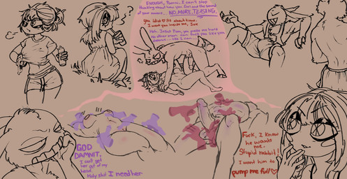 anthro aroused bedroom_eyes big_bulge big_penis bodily_fluids breasts bulge confrontation dirty_talk dirty_thoughts disembodied_hand drooling duo fantasizing female fur genitals grope hair larger_male leg_grab male male/female narrowed_eyes naughty_face penis pent_up profanity rabbit_ears saliva scut_tail seductive short_hair short_tail size_difference slim small_breasts small_waist smaller_female tail tail_motion tailwag text thigh_grab kibbykannoli glitch_productions the_amazing_digital_circus jax_(tadc) pomni_(tadc) human humanoid lagomorph leporid mammal rabbit english_text hi_res