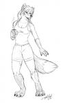 2009 anthro breasts canid canine cleavage clothed clothing conditional_dnp container cup dipstick_tail female fox fur gloves_(marking) hair half-closed_eyes jazmyn jazmyn's_world leg_markings mammal markings monochrome multicolored_tail narrowed_eyes open_mouth shirt socks_(marking) solo tail tail_markings tani_da_real tank_top topwear