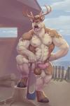 abs anthro antlers axe balls big_muscles erection genitals hooves horn humanoid_genitalia humanoid_penis male melee_weapon muscular muscular_anthro muscular_male nipples nude pecs penis solo weapon wood rrowdybeast deer mammal 2016 2:3 absurd_res hi_res