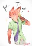 2017 absurd_res academy_awards aloha_shirt anthro award canid canine clothed clothing dialogue disney duo english_text eyes_closed fox heart_symbol hi_res holding_award holding_object holding_oscar_statuette male mammal necktie nick_wilde oscar_statuette pattern_clothing pattern_shirt pattern_topwear red_fox shirt simple_background smile solo spintherella text topwear true_fox white_background zootopia