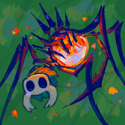 2_horns ambiguous_gender belly clothing empty_eyes glowing horn multi_limb solo standing blipbugbug hollow_knight_(franchise) team_cherry nosk_(hollow_knight) infected_(species) 1:1