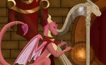 banner bracelet female feral horn jewelry musical_instrument necklace pink_body pink_scales playing_music ring scales scarf solo tail wings apollyondragon activision mythology spyro_the_dragon ember_(spyro) dragon mythological_creature mythological_scalie scalie 2025 digital_drawing_(artwork) digital_media_(artwork) hi_res