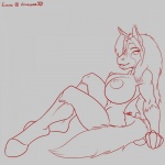 anthro big_breasts biped breasts female hair hooves long_hair muscular muscular_anthro muscular_female nipples sitting solo tail dometriusking evelyn_rider clydesdale draft_horse equid equine horse mammal 1:1 2010 hi_res