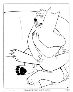 3_toes 4_toes anal anal_penetration anthro balls black_nose blush border claws dialogue duo eyes_closed feet furniture genitals hug hugging_during_sex male male/male male_penetrated male_penetrating male_penetrating_male markings open_mouth orgasm_face pawpads penetration sex simple_background sofa tail toe_claws toes tongue whisker_markings white_background white_border sharkinthepark maccaw_(sharkinthepark) macleish_(sharkinthepark) avian bird canid canine canis domestic_dog mammal owl 2024 4:5 absurd_res black_and_white comic hi_res monochrome