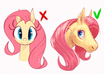 blue_eyes eyelashes female feral front_view fur hair long_eyelashes long_muzzle pink_hair side_view simple_background solo white_background yellow_body yellow_fur candy_meow candymeow333 friendship_is_magic hasbro my_little_pony fluttershy_(mlp) equid equine mammal hi_res