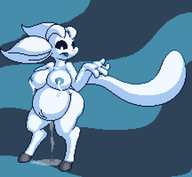 anthro areola belly big_belly big_breasts black_sclera blue_areola blue_background blue_mouth blue_nipples blue_tongue bodily_fluids breasts female hooves lactating navel nipples open_mouth outie_navel pink_nose pregnant pregnant_anthro pregnant_female simple_background solo tail three-quarter_view tongue water_breaking white_body white_ears white_eyes white_tail isagoodfriend microsoft ori_(series) xbox_game_studios ori_(ori) guardian_spirit 2022 cel_shading colored digital_media_(artwork) hi_res pixel_(artwork) shaded