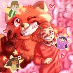 anthro female female/female group hair red_hair anneminime2004 disney pixar turning_red abby_park_(turning_red) meilin_lee_(turning_red) miriam_mendelsohn_(turning_red) priya_mangal_(turning_red) ailurid human mammal red_panda 1:1 absurd_res hi_res