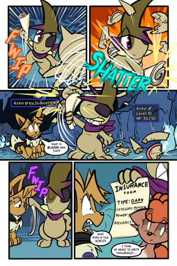 5_panel_comic ambiguous_gender attack bandage black_cape black_clothing black_eyes black_nose black_text brown_body brown_eyes brown_fur brown_hair cape clenched_teeth clothing dialogue ellipsis exclamation_point eye_patch eyebrows eyelashes eyes_closed eyewear feral fluffy fluffy_tail fur gameplay_mechanics group hair holding_object holding_paper looking_at_paper motion_lines mouth_closed neck_tuft one_eye_obstructed open_mouth open_smile page_number paper pawpads paws pupils purple_eyes purple_scarf purple_text quadruped question_mark scarf sharp_teeth smile sound_effects speech_bubble tail talking_to_another teeth text text_box toony translucent translucent_hair trio tuft tusks white_pupils white_sclera white_text virmir nintendo pokemon pokemon_mystery_dungeon spike_chunsoft sierra_(virmir) virmir_(character) zinc_(zincxiron) axew baltoy eevee generation_1_pokemon generation_3_pokemon generation_5_pokemon pokemon_(species) vulpix 2026 2:3 absurd_res comic english_text hi_res signature female_(lore) male_(lore)