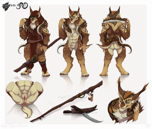 4_toes abs ambiguous_gender andromorph anthro anus barefoot biceps biped border brown_body brown_claws brown_fur brown_scales brown_tail cheek_tuft claws clitoris clothed clothing dagger digitigrade duo ear_tuft facial_tuft feet feral fingerless_(marking) forked_tongue fur genitals grey_background hood inner_ear_fluff intersex markings melee_weapon multicolored_body multicolored_fur multicolored_scales multicolored_tail muscular muscular_andromorph muscular_intersex nipples nude off/on pecs pink_anus pink_nipples pink_nose pink_tongue pink_vulva pupils scales simple_background slit_pupils solo spots spotted_body spotted_fur staff tail tan_body tan_fur tan_tail toe_claws toeless_(marking) toes tongue tongue_out tuft two_tone_body two_tone_fur two_tone_tail vulva weapon white_body white_border white_scales iamghostdivision caine_(hurst) hades_(hurst) felid feline lynx mammal reptile scalie snake 2018 digital_media_(artwork) hi_res model_sheet watermark