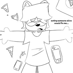 anthro box cellphone clothing container dialogue electronics food handheld_console lying male on_back open_mouth phone pizza pizza_box pizza_slice shirt smartphone solo t-shirt talking_to_self text topwear bluffyloon06 1:1 2026 digital_drawing_(artwork) digital_media_(artwork) english_description english_text hi_res monochrome