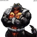 anthro biceps black_body black_skin male muscular muscular_anthro muscular_male orange_body orange_skin pecs solo aokamidu teenage_mutant_ninja_turtles teenage_mutant_ninja_turtles_(2012) newtralizer amphibian newt salamander salamandrian