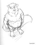 5_toes anthro barefoot belly biped bottomwear cheek_tuft clothed clothing facial_tuft feet fluffy fluffy_tail head_tuft high-angle_view long_tail looking_at_viewer looking_up looking_up_at_viewer male navel nipples plantigrade shorts shorts_only slightly_chubby slightly_chubby_anthro slightly_chubby_male solo standing tail toes topless topless_anthro topless_male tuft k-9 circles_(comic) martin_miller mammal mephitid skunk 2001 greyscale low_res monochrome sketch traditional_media_(artwork)