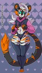 albino big_tail clothing cropped_hoodie female hair panties short_stack solo striped_body stripes sweater tail tanga thick_thighs topwear underwear white_hair vicvance meme_clothing paggi_outfit stripes_(character) felid feline mammal pantherine tiger absurd_res hi_res meme