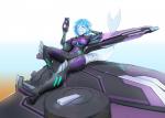 2019 absurd_res armor breasts clothing female fish hi_res leaning magrider marine non-mammal_breasts planetside_2 ranged_weapon shark shockwave98 simple_background solo spandex susie_qhetto tank tight_clothing vehicle weapon