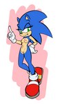 anthro blue_body blue_fur breasts clothing crossgender female footwear footwear_only fur genitals gloves green_eyes handwear looking_smug mostly_nude nipples pussy shoes shoes_only slim small_breasts solo fourssss sega sonic_the_hedgehog_(series) sonic_the_hedgehog eulipotyphlan hedgehog mammal hi_res