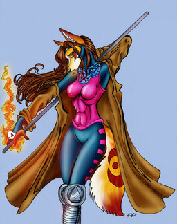 anthro boots breasts card clothing coat cosplay crossgender female footwear hair pole shoes simple_background solo suit topwear trenchcoat marvel x-men gambit canid canine fox mammal