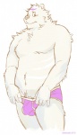 anthro balls briefs briefs_only clothed clothing clothing_pull colored_seam_briefs colored_seam_underwear erection finger_in_underwear fur genitals grey_nose male muscular muscular_anthro muscular_male overweight overweight_anthro overweight_male pose purple_briefs purple_clothing purple_underwear simple_background slightly_chubby solo topless underwear underwear_only underwear_pull white_background white_body white_fur white_seam_briefs white_seam_underwear artdecade bear mammal polar_bear ursine