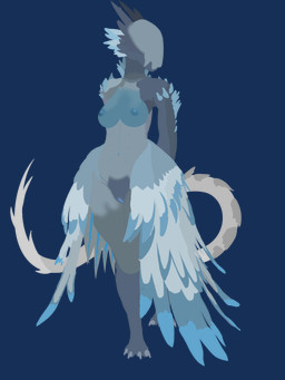 4_toes anthro blue_body blue_genitals blue_nipples crystal feathers feet female genitals glowing glowing_genitalia nipples nude solo standing tail thecopiedcat toes zoe_(thecopiedcat) capcom monster_hunter construct_(mh) zoh_shia 3:4 absurd_res alpha_channel hi_res