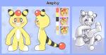 color_swatch macro solo text rodricoro nintendo pokemon amphy ampharos generation_2_pokemon generation_5_pokemon pokemon_(species) scraggy absurd_res character_name hi_res model_sheet