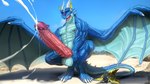 16:9 2_horns anthro blue_body blue_scales dragon dragoonair european_mythology hi_res horn male muscular muscular_anthro muscular_male mythological_creature mythological_scalie mythology nipples scales scalie solo tail todex vein veiny_muscles western_dragon widescreen wings