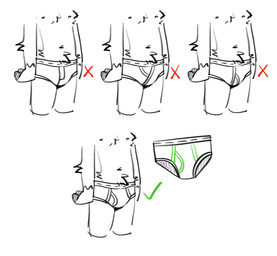 anthro belly_tuft briefs briefs_only bulge check_mark clothed clothing male navel nipples pawpads simple_background solo topless tuft underwear underwear_fly underwear_only white_background x_mark y-fronts tinydeerguy hi_res sketch
