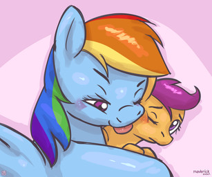 age_difference blue_body blue_fur blush blush_lines duo eyebrows face_lick feathered_wings feathers female female/female feral fur hair larger_female licking looking_at_another lying mouth_closed multicolored_hair older_female one_eye_closed orange_body orange_fur quadruped rainbow_hair red_eyes short_hair simple_background size_difference smaller_female smile tongue wings young young_female young_feral younger_female maverick friendship_is_magic hasbro my_little_pony mythology rainbow_dash_(mlp) scootaloo_(mlp) equid equine mammal mythological_creature mythological_equine pegasus 2026 6:5