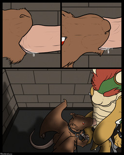 animal_genitalia anthro anthro_on_anthro anthro_penetrated anthro_penetrating anthro_penetrating_anthro anthro_penetrating_male black_border bodily_fluids border bound bracelet brick brick_wall brown_body brown_fur dungeon duo erection fellatio forced fur genital_slit genitals hair horn humanoid_genitalia jewelry kneeling male male/male male_anthro male_on_anthro male_penetrated male_penetrating male_penetrating_anthro male_penetrating_male membrane_(anatomy) membranous_wings nude oral oral_penetration penetration penile penis pink_genitals pink_penis red_eyes red_hair saliva scales sex smile spiked_bracelet spikes standing tail tongue vein veiny_penis wall_(structure) wings yellow_body yellow_scales alexgoneloco mario_bros nintendo bowser plaguerat_(character) koopa mammal murid murine rat reptile rodent scalie 2012 4:5 comic digital_media_(artwork)