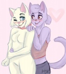 anthro blush breasts clothed clothing duo eye_contact female looking_at_another nude smile zombietoocat bittersweet_candy_bowl jessica_(bcb) lucy_(bcb) domestic_cat felid feline felis khao_manee mammal