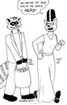 anthro bag duo female frankenstein_costume heart_eyes heart_symbol holidays male open_mouth smile text walking tegerio halloween bride_of_frankenstein frankenstein's_monster krista_blonde rick2tails bear canid canine fox hybrid mammal procyonid raccoon english_text hi_res monochrome